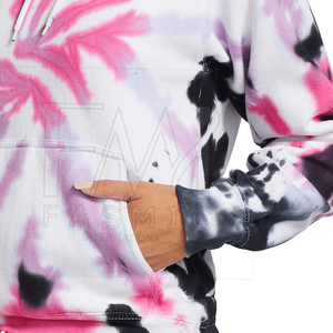 เสื้อฮู้ดดี้ผู้หญิงแขนยาวแบบ Tie Dye ปรับแต่งได้ ระบายอากาศ กันน้ำ เป็นมิตรกับสิ่งแวดล้อม เหมาะสำหรับออกกำลังกายและสวมใส่ลำลอง มีโลโก้ด้านหน้า เหมาะสำหรับฤดูหนาว - Product Image 4