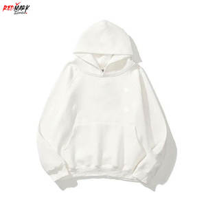 เสื้อมีฮู้ดโอเวอร์ไซส์ผู้ชายผ้าฝ้ายออร์แกนิกสีทึบพิมพ์ลายนูนเสื้อสวมหัวฮิปฮอปย้อมสีล้วนสำหรับฤดูใบไม้ร่วงฤดูหนาว - Product Image 2