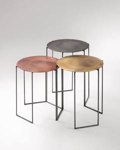 Juego de 3 mesas de centro redondas de hierro anidadas, diseño Industrial, marco de Metal, sofá, mesa auxiliar para el hogar, muebles de sala de estar - Product Image 1