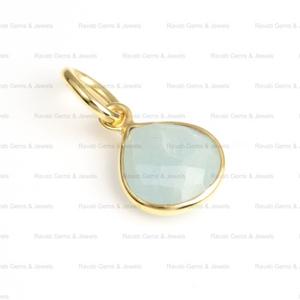 12mm Naturel Laiteux Bleu Aigue-Marine Minimaliste 925 Sterling Silver 18K Or Rhodium Coeur Forme Pendentif Ses Bijoux Élégants - Product Image 1