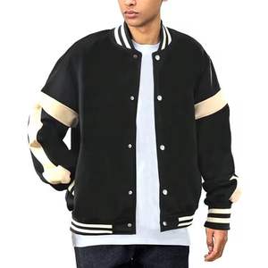 Veste de qualité supérieure pour hommes Varsity Letterman en laine et cuir noir personnalisable en gros pour la saison d'hiver - Product Image 1