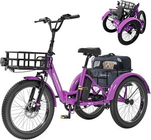 Triciclo Eléctrico Plegable para Adultos - 500W/750W 48V 20" Triciclo Plegable de Tres Ruedas con Marco de Aluminio, Batería Extraíble y - Product Image 2