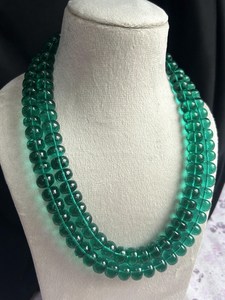 Collier de perles d'émeraude de Zambie cultivées en laboratoire Collier de perles authentiques de qualité AA + Collier de perles d'émeraude percées Collier de fête - Product Image 2