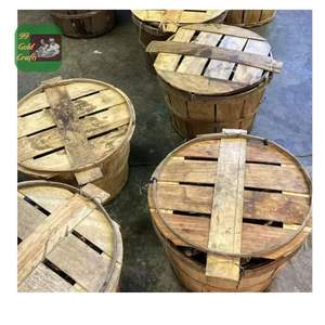 <b>WOODEN</b> CRAB BIN BUSHEL TYPE WITH METAL HANDLE FOR SEAFOOD <b>STORAGE</b> LOGISTICS AND MARKET DISPLAY - Product Image 2