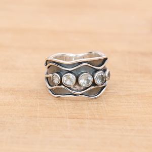 Anillo de Topacio Blanco, Anillos de Plata Pura 925 al por Mayor |   Joyería Fina |   Fabricante de Anillos Minimalistas Ajustables - Product Image 3