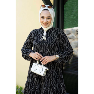 ชุดเดรสฮิญาบลายดอกไม้สีดำขนาดใหญ่พิเศษพร้อมสวมใส่ชุดเดรสมุสลิมสไตล์พื้นเมืองสำหรับผู้หญิงเด็กผู้ชายเด็กผู้หญิง - Product Image 1