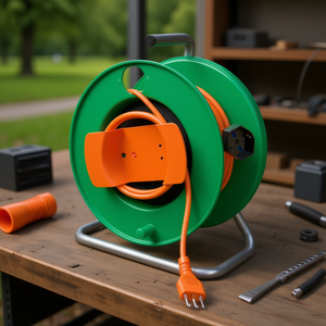 Enrouleur de câble électrique (25m) H05VV-F 3x1.5 mm² 1P Câbles d'alimentation orange et vert Modèle PP0719 - Product Image 3