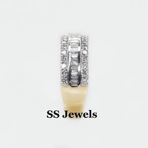 VVS Baguette Moissanite Bague en diamant 925 Argent Canal Réglage Alternant Bande Unisexe Hip Hop Bijoux de mode Look glacé - Product Image 6