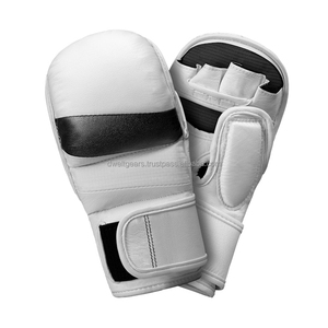 Gants de MMA Dwelt Gears Sanda en cuir PU, demi-doigts, fermeture auto-agrippante, ajustement ergonomique, pour grappling, sparring, entraînement, personnalisables - Product Image 1