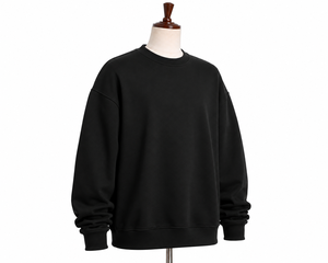 Unisex Oversized Crew Neck Solid <b>Black</b> Cotton Pullover <b>Sweatshirt</b> Casual Knitted Autumn Wear - Product Image 4