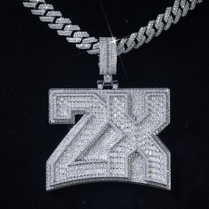 Exclusivo 925 plata esterlina ZX letra colgante redondo Moissanite diamante colgante Hip Hop rapero Joyería Moderna regalo para hombres - Product Image 4