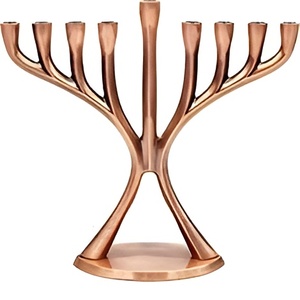 Menorah de metal personalizada de bajo precio con acabado de cobre antiguo Chanukah Hanukkah 9 Arm Judaica Jewish Candlestick Holder - Product Image 4