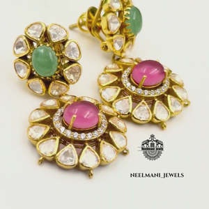 Pendientes Colgantes de Esmeralda y Rubí, Modernos, Geométricos, Clásicos, Florales, para Regalo de Boda, Cristianos, Bonitos, con Diamantes - Product Image 3