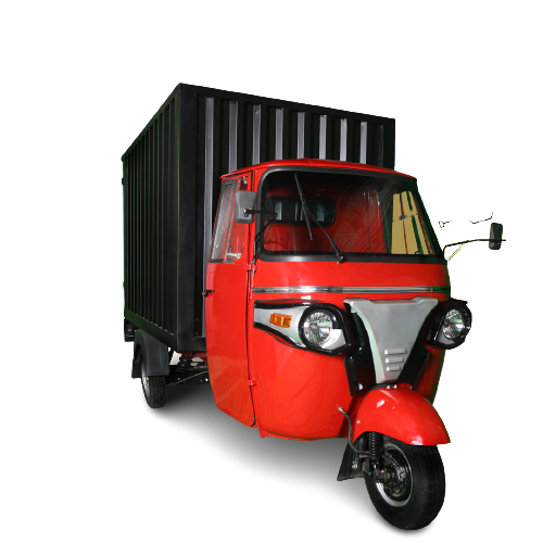 POWERFUL ELECTRIC THREE WHEELER CARGO TUK TUK WITH LITHIUM BATTERY IN CLOSED BODY CONFIGURATION