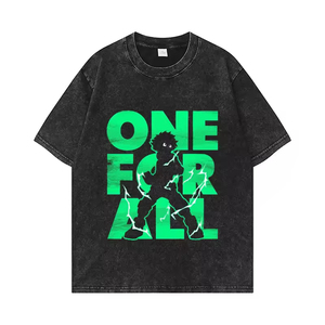 Camiseta de gran tamaño con gráfico de anime de algodón 100% de alta calidad, Impresión de lavado ácido Popular con logotipo y diseño personalizados - Product Image 3