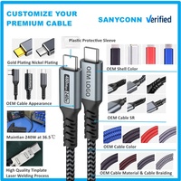 100 Watt 20Gbps kabel USB C 90 derajat sudut kanan 3.2 Gen2 Tipe C ke USBC 100 W 240 W Pd kabel Data pengisian cepat 240 Watt