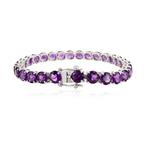 Bracelet élégant en argent sterling 925 fait à la main pour femmes, véritable améthyste violette, accessoires à maillons fins et élégants à la mode - Product Image 3