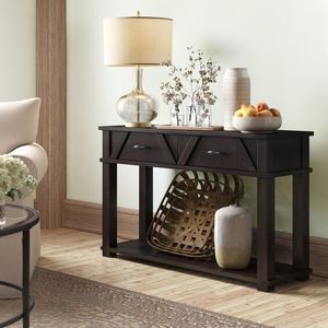 Belle table console en bois rustique avec pieds en bois solides, parfaite pour la décoration de salon inspirée de la ferme - Product Image 1