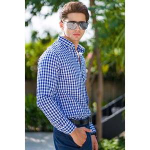 Chemise à carreaux décontractée d'été pour homme NUBIA avec logo personnalisé, coupe classique, col ouvert, 100 % coton popeline, respirante, anti-plis, ODM - Product Image 4