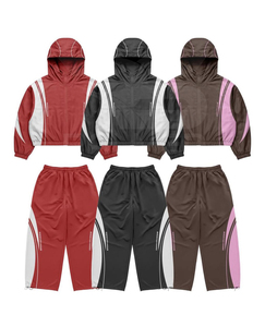 Ensemble de survêtement tendance 2 pièces avec pantalon à cordon et veste à capuche, 100% nylon, vêtements de travail décontractés, coupe-vent - Product Image 1