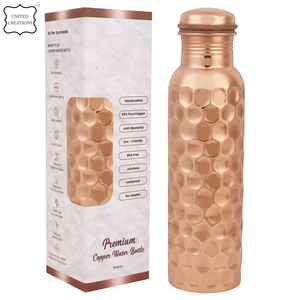 Botella de agua de cobre artesanal natural, botella de agua de cobre de la mejor calidad 100% botella de cobre puro para agua potable - Product Image 4