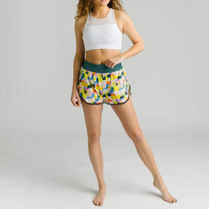 Shorts de course d'été pour femmes, taille haute avec cordon de serrage, imprimé logo, respirant, léger, séchage rapide, polyester écologique - Product Image 6