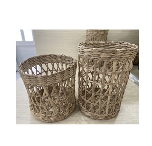 Handmade Rattan <b>Blue</b>/Beige Cane Wrapped <b>Glass</b> <b>Vase</b> Jar Holder for Storage Cup Bottle Holder Christmas Holiday New Year - Product Image 6