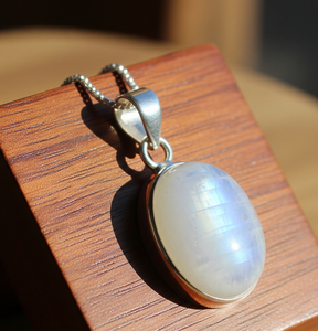 Pendentif en argent sterling 925 de style bohème pierre de lune bleue naturelle pierres de cristal de guérison or 18 carats pendentifs à la mode breloques - Product Image 5