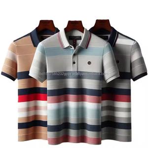 Custom-Made Men's for <b>Polo</b> <b>Shirts</b> 100% Cotton Yarn Dyed Solid <b>Striped</b> Design High Short Sleeve Knitted Pique Styles High XL - Product Image 4