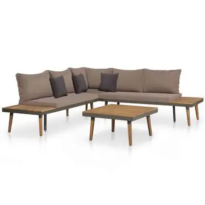 Tuin Lounge Sets Van Teak Massief Hout Met Kussens Bruine Kleur Voor Tuinmeubilair