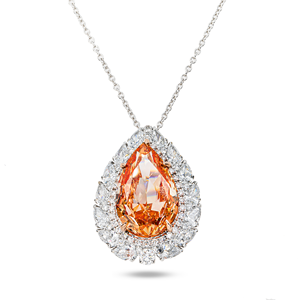 Collier pendentif de luxe pour femme en or blanc 18 carats avec diamant rose fantaisie taille poire cultivé en laboratoire, certifié IGI, monture halo - Product Image 4