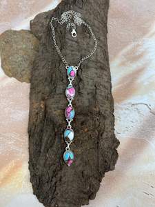 สร้อยคอเทอร์ควอยซ์ลูกกวาดสีเงินสเตอร์ลิงทำด้วยมือสีพาสเทลหรูหราของขวัญเครื่องประดับสำหรับผู้หญิงและเด็กผู้หญิง - Product Image 3