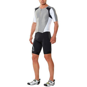 Super extensible 100% Polyester respirant demi fermeture éclair de qualité supérieure Compression cyclisme Triathlon ensemble pour la course à pied natation - Product Image 2