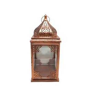 Farol Marroquí Decorativo de Vidrio y Hierro para Ramadán con Portavelas, Diseño de Lujo en Color Cobre para Decoración Festiva - Product Image 1