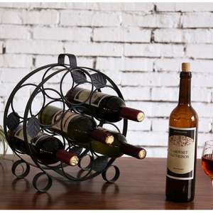 Organizador de portabotellas galvanizado de Metal de diseño clásico Soporte de almacenamiento de encimera Soporte para botellas de vino - Product Image 2