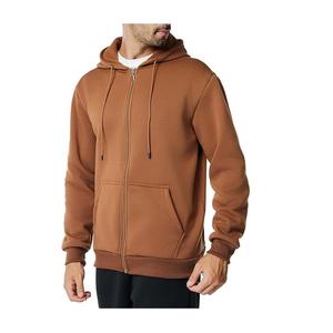 Nouveau design Service OEM hommes 100% coton à manches longues épaule pente cou bande couleur unie confortable fermeture éclair à capuche Bangladesh - Product Image 4