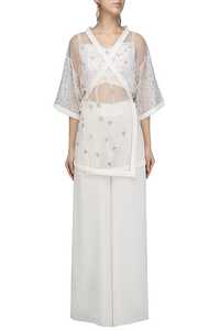 Vestido de fiesta formal de longitud completa con cuentas, gasa floral, vaina ajustada, manga larga, cintura natural, tamaño libre, seda lavable - Product Image 5