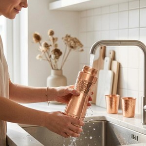 Botella de Agua Premium 100% Cobre Puro, Segura para Contacto con Alimentos, Diseño Portátil para una Hidratación con Estilo, Uso Diario, Regalos, Venta al por Mayor - Product Image 2