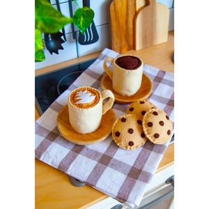 Set di giocattoli di feltro per caffè 2 tazze da caffè e biscotti giocattoli in feltro-tazze da caffè da gioco