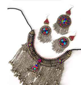 Juego de Joyería Afgana de Acero Inoxidable Personalizado de Alta Calidad, Collar Largo Hecho a Mano para Novias, Ideal para Bodas - Product Image 3