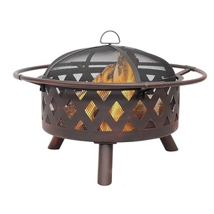 Iron <b>Fire</b> <b>Pit</b> Nickel Finished Copper Bowl With Spark Screen For Home Garden Indoor Outdoor Decorative Wood Burning <b>Fire</b> <b>Pit</b> - Product Image 4