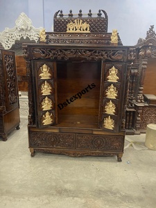 Hot Selling Teak Wood Ashtalakshmi Mandir Doors Maharaja Style Temple Cabinet Pooja Room Storage Freestanding Handcrafted - Product Image 6