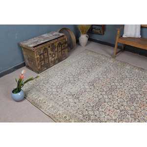 Alfombra Vintage de 6.4x9.4 pies, Alfombra Turca, Alfombra Abstracta Beige de Lana - Product Image 5