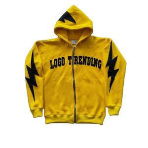 Custom Streetwear 100% Cotton Winter <b>Zip</b> <b>up</b> <b>Hoodie</b> with Distressed Embroidery Patch Cut Sew Applique and Acid Washed Finish - Product Image 1