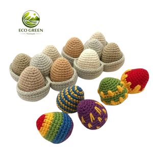 Pelota de Arcoíris de Ganchillo de Lana y Algodón Suave, Juguete Sensorial Hecho a Mano para Niños Pequeños, Clasificador de Colores Montessori, Entrenamiento de Habilidades Motoras Finas - Product Image 4