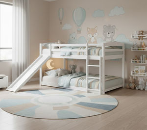 Modern Luxury Solid Wood Twin Over Twin Bunk <b>Bed</b> <b>with</b> Convertible <b>Slide</b> and Stairway Hotel Use Eco-Friendly Design - Product Image 2