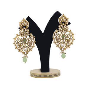 Mehendi Plated, Traditional <b>Kundan</b> Earring, Dangler Earring, <b>Kundan</b> Dangles for Women & Girls, Party Wear Earring, Gift for Her. - Product Image 1