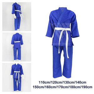 Nuevas llegadas al por mayor de los hombres de las mujeres de manga larga Karate Judo Uniformes Cliente exigente Uniformes de judo de color liso - Product Image 5