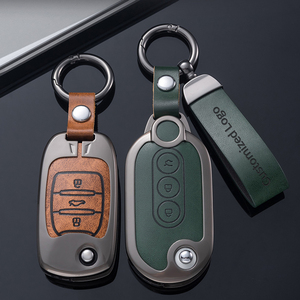 Porte-clé de voiture en <span class=keywords><strong>cuir</strong></span> pour Wuling Mini EV 3 boutons porte-clé de voiture à distance porte-clés accessoires - Product Image 1