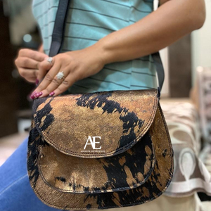 Nouveaux sacs à bandoulière en cuir de fourrure métallique élégant occidental de haute qualité à la mode véritable sacs à main latéraux en cuir de fourrure métallique - Product Image 1